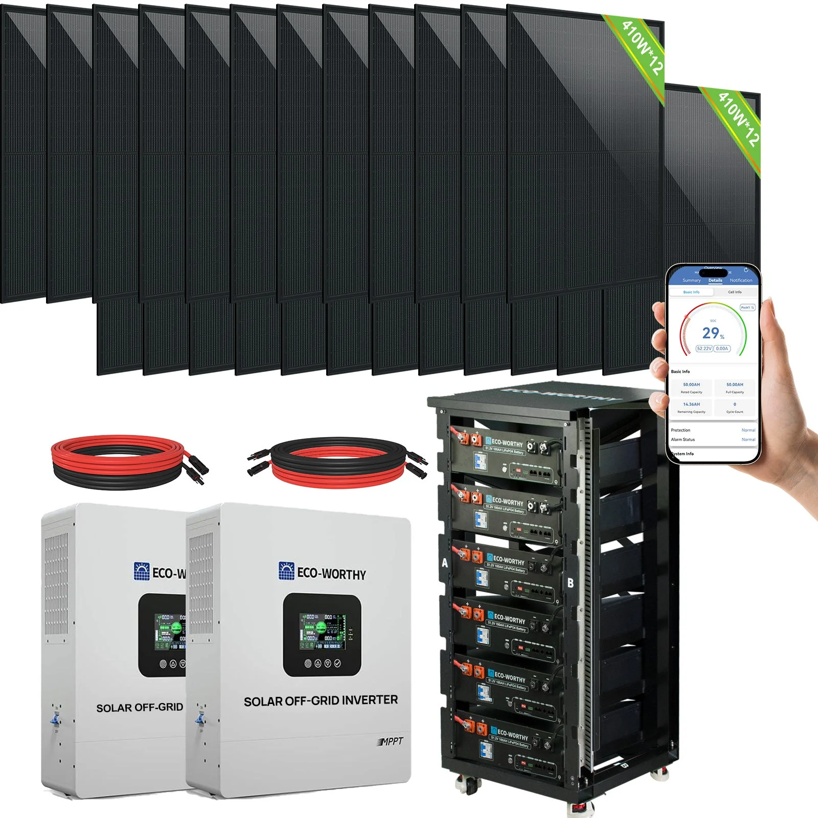 Eco-Worthy 10kw Complete Off-Grid Solar Power System |20.48kWh to 30.72kWh Battery | 10000W 120/240V | 7380W to 9840W PV - Image 13