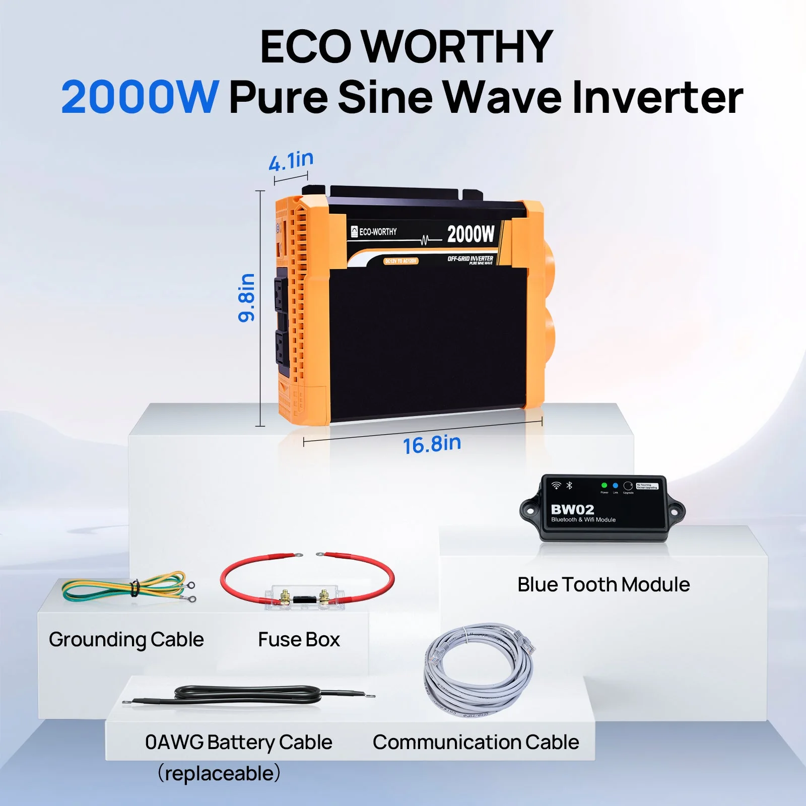 ECO-WORTHY 2000W Pure Sine Wave Inverter 12V to 120V AC with USB & Remote - Image 3