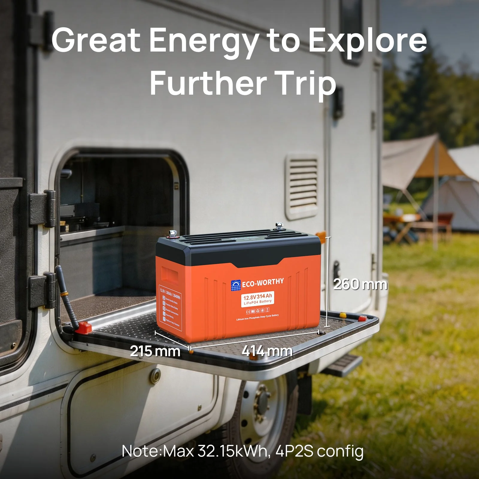 Eco-Worthy 12V 314Ah LiFePO4 Lithium Battery with SOC LEDs and Low-temp Protection - Image 9