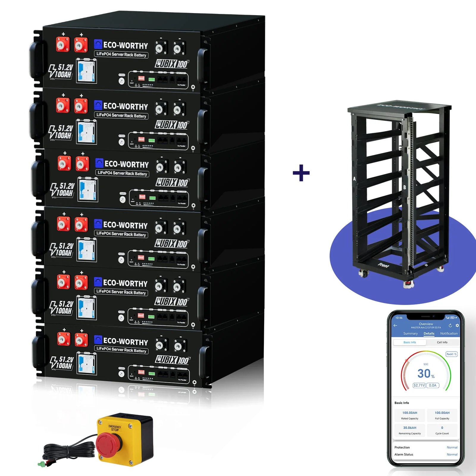 Eco-Worthy 48V 100Ah Server Rack Battery | Bluetooth & WiFi | 10 Years Warranty | UL9540 | UL1973 | UL9540A | CEC Listed - Image 14