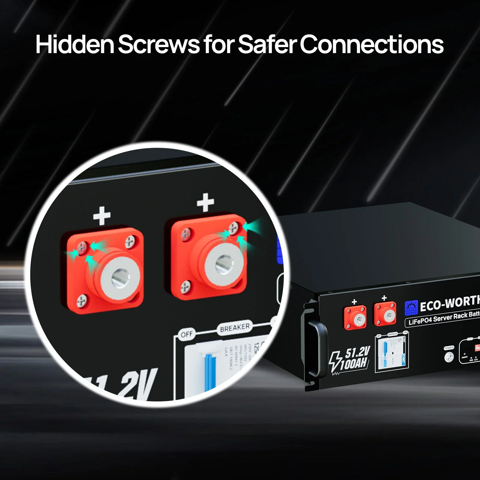 Eco-Worthy 48V 100Ah Server Rack Battery | Bluetooth & WiFi | 10 Years Warranty | UL9540 | UL1973 | UL9540A | CEC Listed - Image 4