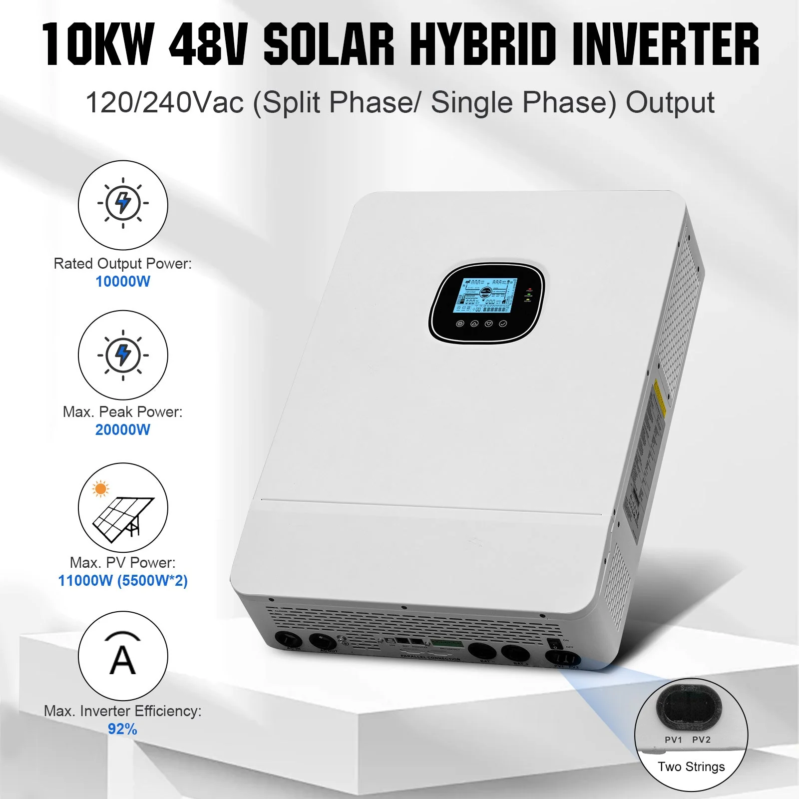 Eco-Worthy 10kw Complete Off-Grid Solar Power System |20.48kWh/61.44kWh Battery | 10000W 120/240V | 4920W/14760W PV - Image 9