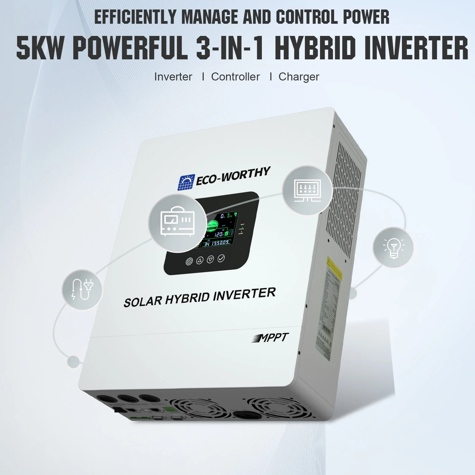 Eco-Worthy Off Grid Home Power Bundle | 5kW Inverter with 48V 100AH Server Rack Battery - Image 7